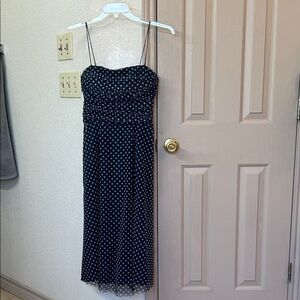 Jessica Howard Black and White Spaghetti Strap Midi Dress